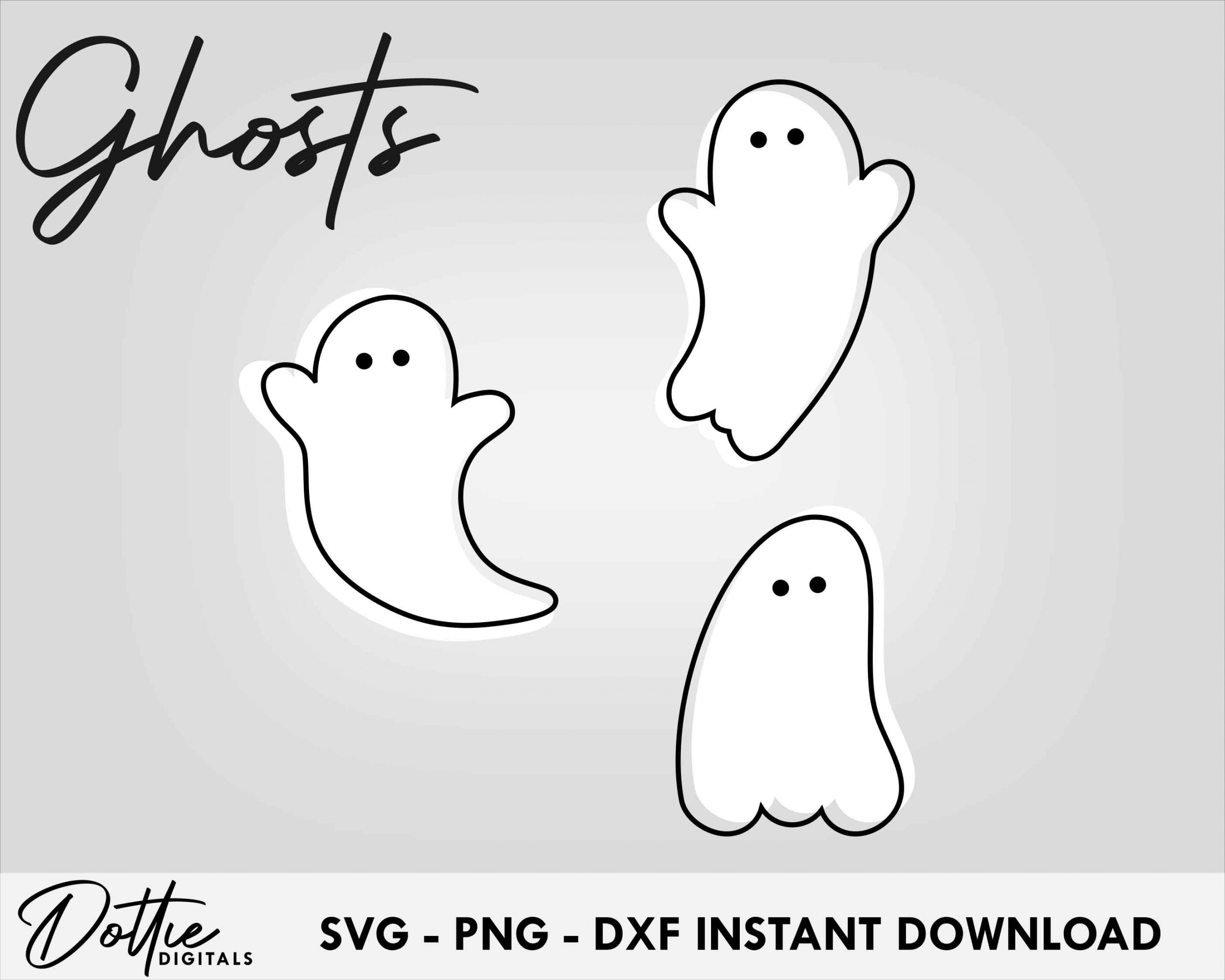 Ghost SVG Bundle 3 Halloween Ghosts SVGs PNG DXF Fall Cut File Designs Layered Cutting File Instant Digital Download Circut Silhouette Craft