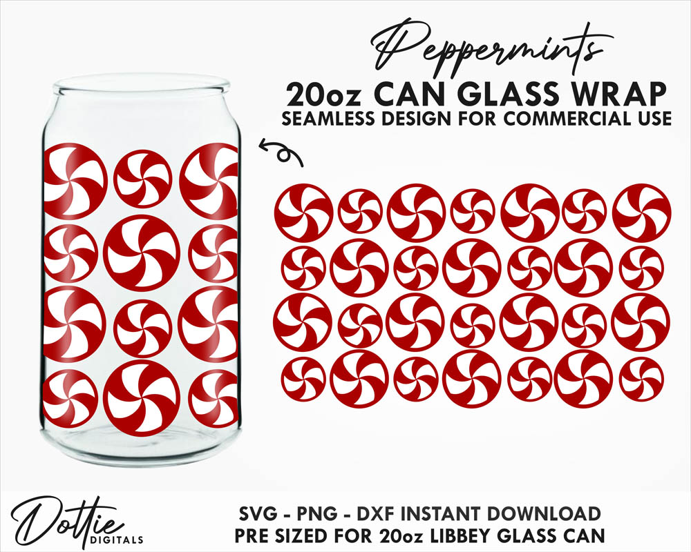 Dottie Digitals - Libbey Glass SVG Peppermints 20oz Libbey Can
