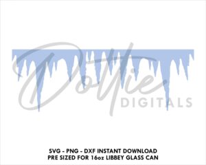 Libbey Glass Wrap SVG Icicles Winter Snow 16oz Libbey Can Svg PNG DXF Libbey Xmas Christmas Cutting File Instant Digital Download