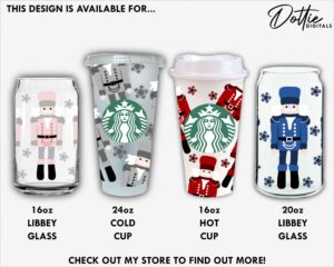 Nutcracker Starbucks Cold Cup SVG PNG DXF Christmas Cutting File 24oz Venti Cup Instant Digital Download Xmas Festive Holiday Cut File