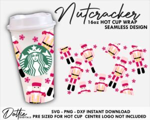 Nutcrackers Starbucks Cup SVG Christmas Hot Cup Svg PNG DXF Winter Cutting File 16oz Grande Instant Digital Download Travel Coffee Cricut