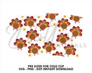 Starbucks Cold Cup SVG PNG DXF Thanksgiving Fall Cutting File 24oz Venti Cup Instant Digital Download Turkey Coffee Cricut Silhouette Cut