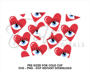 Starbucks Cup SVG PNG DXF Eye Heart Abstract Cutting File 24oz Venti Cup Instant Digital Download Evil Eye Crystal 3rd Eye Coffee Cricut