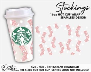 Starbucks Cup SVG Stockings Hot Cup Svg PNG DXF Xmas Cutting File 16oz Grande Instant Digital Download Holidays Travel Coffee Cricut