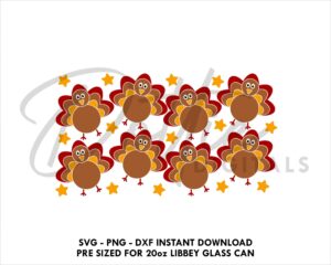 Turkey Libbey Glass Can SVG Thanksgiving 20oz Libbey Can Fall Wrap Svg PNG DXF Libbey Cup Cutting File Instant Can svg