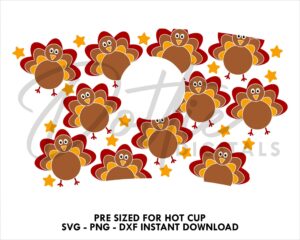 Turkey Starbucks Cup SVG Thanksgiving Hot Cup Svg PNG DXF Fall Cutting File 16oz Grande Instant Digital Download Travel Coffee