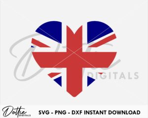 Union Jack SVG PNG DXF Love Heart Flag UK England Ireland Wales Scotland United Kingdom Cutting File Digital Download Cricut Silhouette Craft File Svg