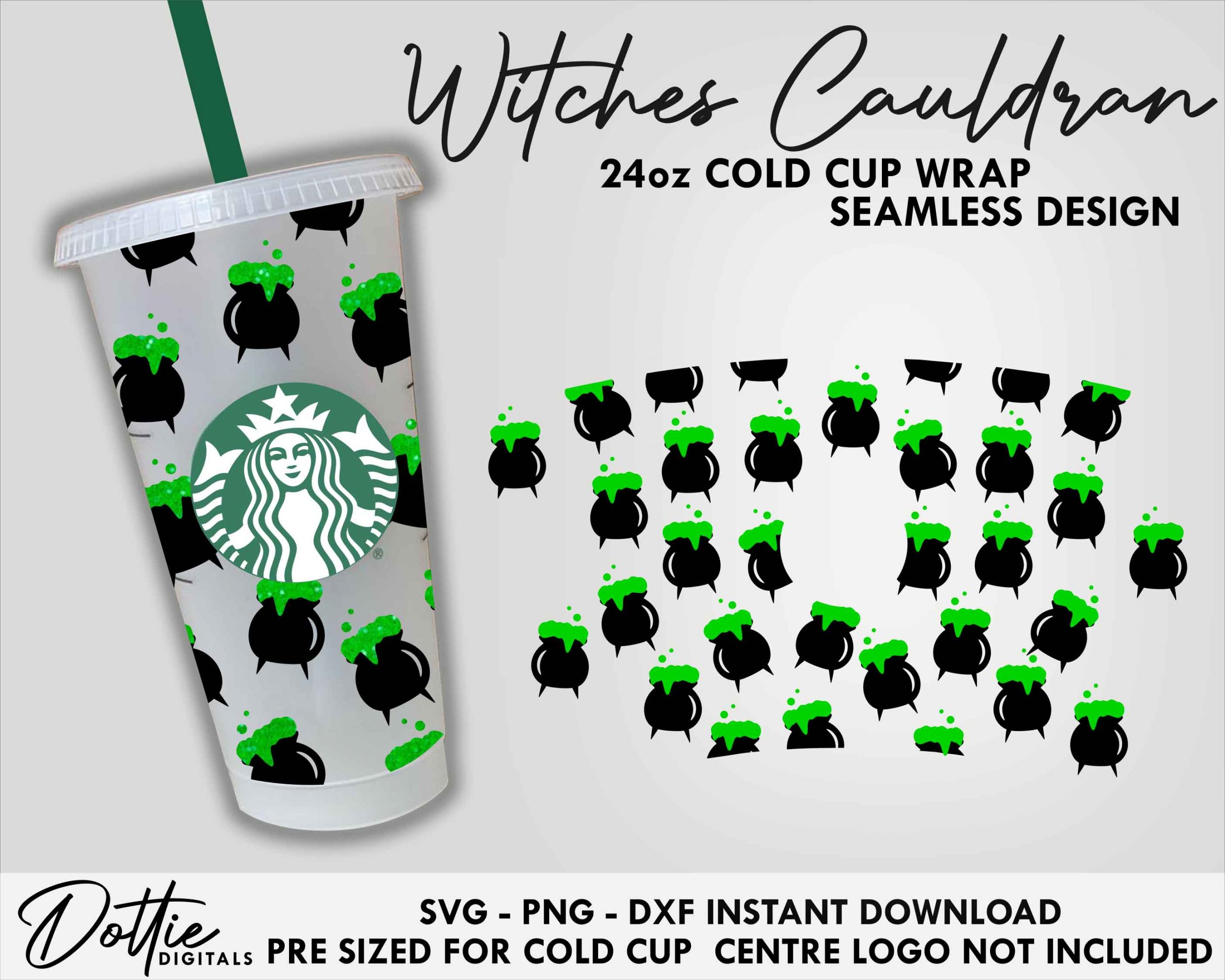 Witchy Cup Wrap SVG for 24 oz Cold Cups