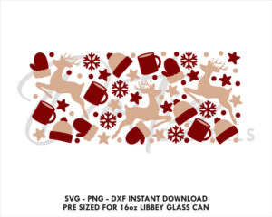 Winter Libbey Glass SVG Festive Christmas 16oz Libbey Can Wrap Svg PNG DXF Libbey Cup Xmas Cutting File Instant Digital Download