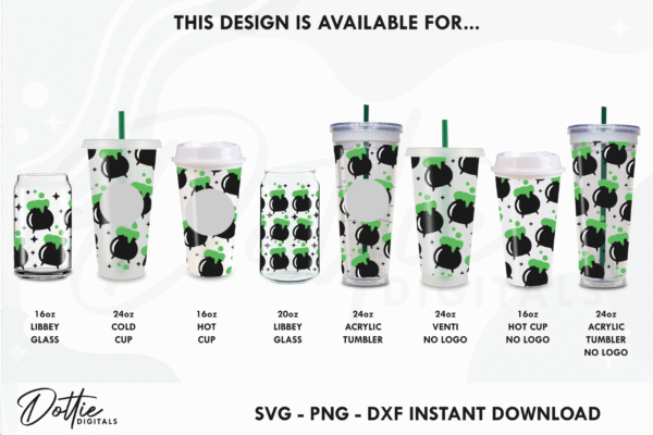 Starbucks Wrap Cold Cup SVG PNG DXF Witch Cauldron Halloween Cutting File 24oz Venti Instant Digital Download Spooky Coffee Cricut Cut - Image 3