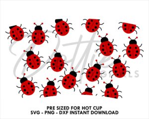 Ladybug Starbucks Hot Cup SVG - Lady Bird Insect Reusable Cup SVG PNG DXF Cutting File 16oz Grande Instant Digital Download