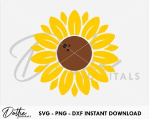 Simple Sunflower SVG PNG DXF File Digital Download Craft File - Floral Flower Design