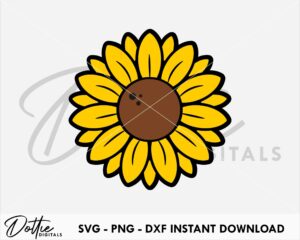 Sunflower SVG PNG DXF File Digital Download Craft File - Floral Flower Design