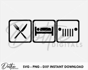 Eat Sleep 4x4 SVG PNG DXF Car Motor Off Road Vehicle Drive Driver Simple Outline Cutting File Silhouette Driving Craft File Car Lover