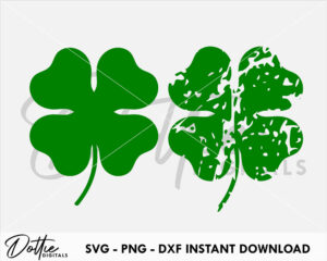 x2 4 Leaf Lucky Clover Bundle SVG PNG DXF Good Luck Lucky Charm Superstation St Patricks Day Cutting File Silhouette Irish Ireland Craft