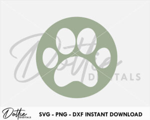 Paw Print Circle SVG PNG DXF Dog Cat Pet Animal Cutting File Pawprint Footprint Digital Download Silhouette Craft File Commercial Licence