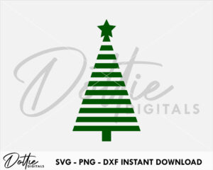 Stripe Christmas Tree SVG PNG DXF Stripey Line Xmas Trees Cutting File Digital Download Cricut Silhouette Festive Craft File Holiday Season