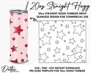 Cute Stars 20 Oz HOGG Straight Tumbler Wrap SVG PNG Dxf Straight Duo, Straight Plus Tumbler Template  - Peekaboo Instant Digital Download