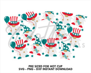 American Gonks Starbucks Cup SVG 4th July Gnomes Hot Cup PNG Dxf Cutting File 16oz Grande Independence Day Instant Digital Download Travel