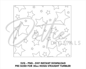 Cute Stars 20 Oz HOGG Straight Tumbler Wrap SVG PNG Dxf Straight Duo, Straight Plus Tumbler Template  - Peekaboo Instant Digital Download