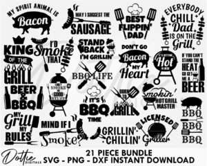 Big SVG Bundle 21 Bbq Summer SVGs PNG DXF Cut File Designs Cutting File Instant Cricut Silhouette Grill Barbeque