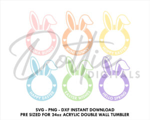 6 File SVG Bundle Easter Bunny 24oz Starbucks Double Wall Acrylic Tumbler Wrap Svg Png Dxf Cutting File