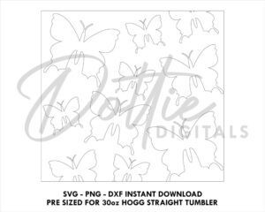 Butterfly 30 Oz HOGG Straight Tumbler Wrap SVG PNG Dxf Peek A Boo Straight Duo, Straight Plus Tumbler Template  - Instant Digital Download