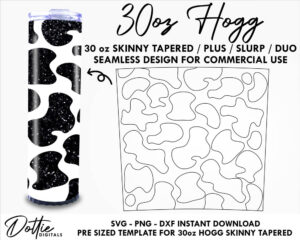 Cow Print 30 Oz HOGG Tapered Tumbler Wrap SVG PNG Dxf Tapered Duo, Tapered Plus , Slurp Tumbler Template  - Animal Instant Digital Download