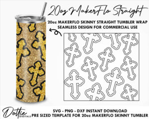 Crosses Makerflo 20 oz Tumbler Template Skinny Straight SVG PNG Dxf Straight Peekaboo Pattern Tumblers Wrap Cutfile - Jesus Cross Download
