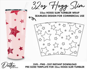 Cute Stars 32 Oz HOGG Slim Tumbler Wrap SVG PNG Dxf Cutfile Peek a boo Pattern Tapered Slim Tumbler Template  - Instant Digital Download