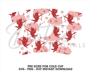 Cupid Starbucks Cold Cup SVG PNG DXF Valentines Day Cherub Angel Child Romantic Hearts Cutting File 24oz Venti Cup Instant Digital Download