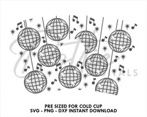 Disco Balls Starbucks Cold Cup SVG PNG Dxf Glitter Mirror Ball Cutting File 24oz Venti Cup Instant Digital Download Nightlife Party Clubs