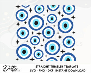 Evil Eyes 20 Oz Straight Tumbler Wrap SVG PNG Dxf - Lucky Eye HOGG Built Makerflo Straight Duo Plus Sublimation Tumbler Template