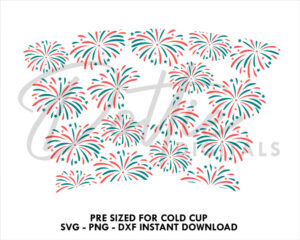 Fireworks Starbucks Cold Cup SVG PNG DXF Cut File 24oz 4th of July Independence Day Venti Cup Instant Digital Download Coffee Tumbler