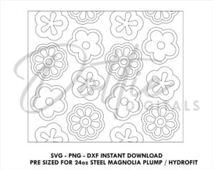 Flowers 24 Oz Steel Magnolia Plump Hydrofit Tumbler Wrap SVG PNG Dxf Straight Seamless Tumbler Template Floral Flower Power Print