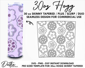 Flower 30 Oz HOGG Tapered Tumbler Wrap SVG PNG Dxf Tapered Duo, Tapered Plus , Slurp Tumbler Template Peekaboo Floral Digital Download