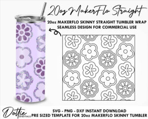 Flowers Makerflo 20 oz Tumbler Template Skinny Straight SVG PNG Dxf Straight Peekaboo Pattern Tumblers Wrap Cutfile Floral Digital Download