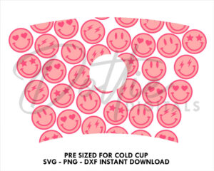 Funky Faces Starbucks Cold Cup SVG PNG Dxf Smiley Faces Cutting File 24oz Venti Cup Instant - Vinyl Cricut Cameo Template