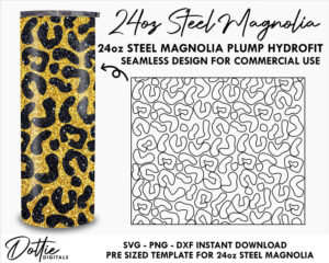 Leopard Print 24 Oz Steel Magnolia Plump Hydrofit Tumbler Wrap SVG PNG Dxf Straight Seamless Tumbler Template  Animal Pattern Cheater Print
