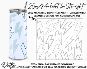 Lightning Bolts Makerflo 20 oz Tumbler Template Skinny Straight SVG PNG Dxf Straight Peekaboo Pattern Tumblers Wrap Cutfile Digital Download