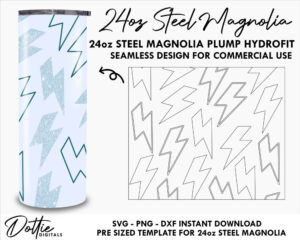 Lightning Bolts 24 Oz Steel Magnolia Plump Hydrofit Tumbler Wrap SVG PNG Dxf Straight Seamless Tumbler Template