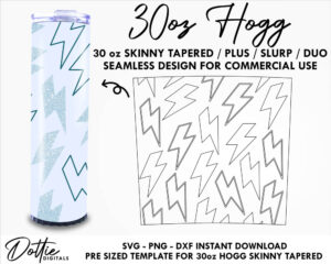 Lightning Bolts 30 Oz HOGG Tapered Tumbler Wrap SVG PNG Dxf Tapered Duo, Tapered Plus , Slurp Tumbler Template Peekaboo Digital Download
