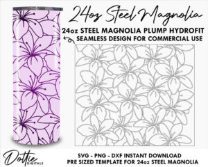 Lily Flowers 24 Oz Steel Magnolia Plump Hydrofit Tumbler Wrap SVG PNG Dxf Straight Seamless Tumbler Template Floral Lilies Botanical