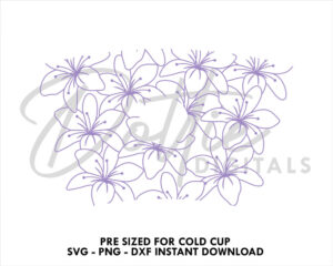 Line Drawing Lily Flowers Starbucks Cold Cup SVG PNG DXF Lilies Floral Botanical Cutting File 24oz Venti Cup Instant Digital Download