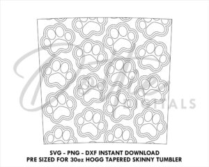 Paw Print 30 Oz HOGG Tapered Tumbler Wrap SVG PNG Dxf Tapered Duo, Tapered Plus , Slurp Tumbler Template Paws Pet Dog Cat Digital Download