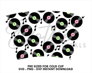 Vinyl Records Starbucks Cold Cup SVG PNG Dxf Music Disco Cutting File 24oz Venti Cup Instant -  Cricut Cameo Template