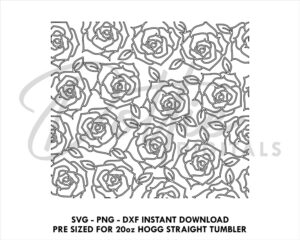 Rose 20 Oz HOGG Straight Tumbler Wrap SVG PNG Dxf Straight Duo, Straight Plus Tumbler Template  - Flowers Floral Instant Digital Download