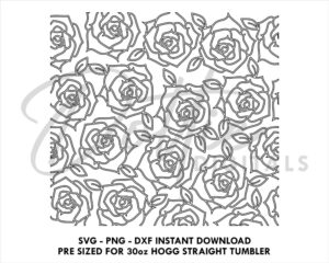 Roses 30 Oz HOGG Straight Tumbler Wrap SVG PNG Dxf Floral Valentine Straight Duo, Straight Plus Tumbler Template  - Instant Digital Download