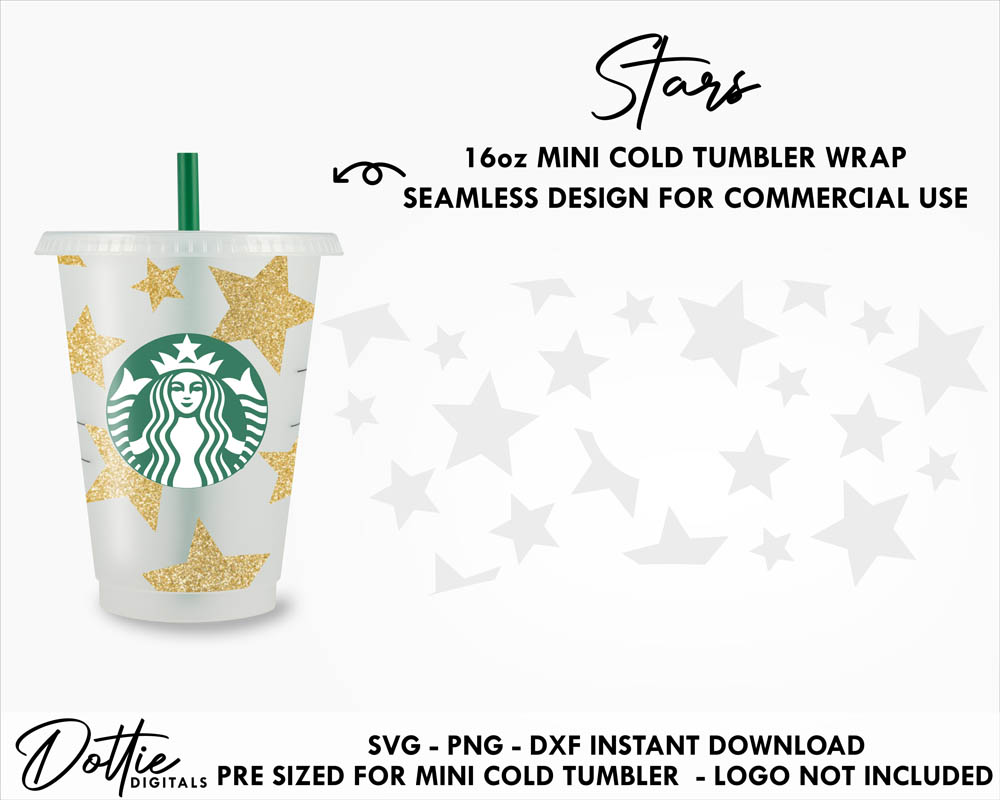 Dottie Digitals - Stars Mini Starbucks Cup SVG PNG DXF Cutting File - 16oz  Cold Cup - Baby Starbucks Design Small Venti Cup Instant Digital Download