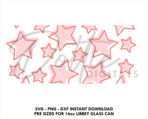 Stars 16oz Glass Can Cutfile SVG PNG DXF - Layered Outline Star Libbey Can Wrap Cup Cutting File - Instant Digital Download